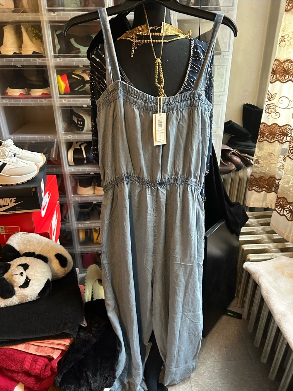 Z Supply Light Blue Sleeveless Linen-Blend Jumpsuit